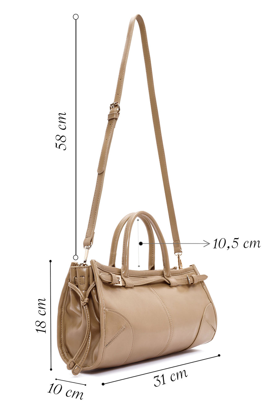 Women's Beige Long Strap Shoulder Bag