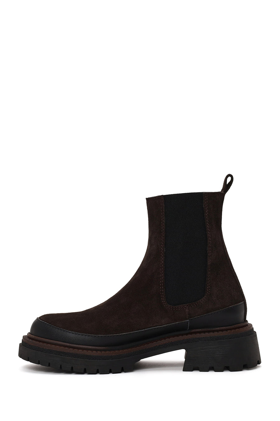 Woman Anthracite Thick-Soled Suede Chelsea Boots