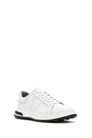 Men's White Lace-up Thick-Sole Leather Sneaker | Derimod