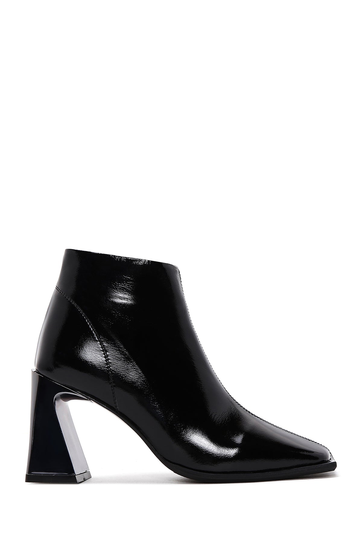 Women's Black Patent Leather Heeled Boots 23WFD131216 | Derimod