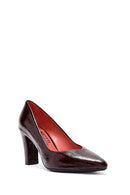 Derimod Gritti Women's Burgundy Thick Heel Patent Leather Stiletto | Derimod