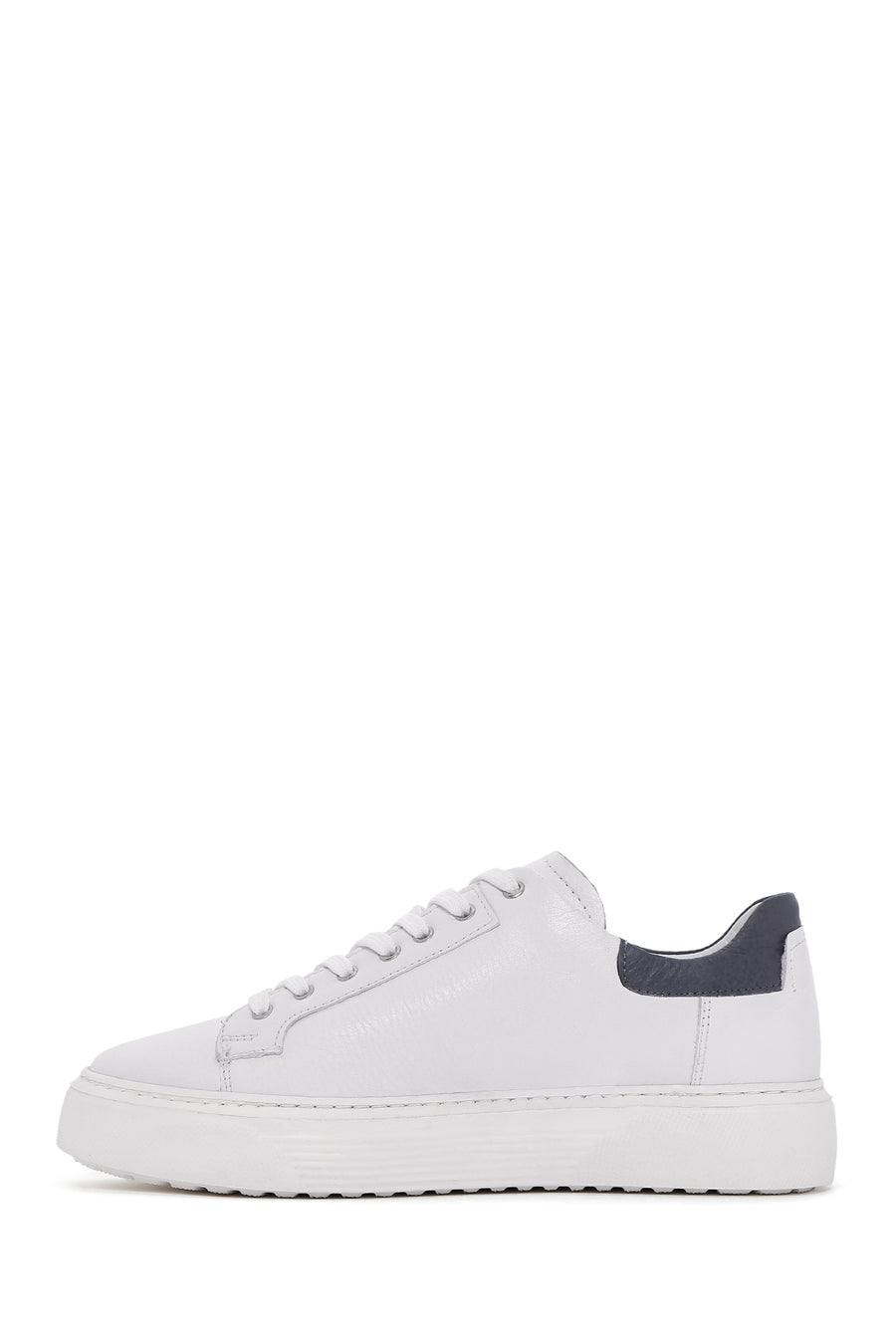 Men's White Lace-up Leather Sneaker