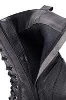 Woman Black Zip Closure Leather Combat Boots | Derimod