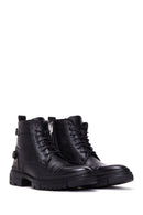 Men's Black Lace-Up Leather Casual Combat Boots | Derimod