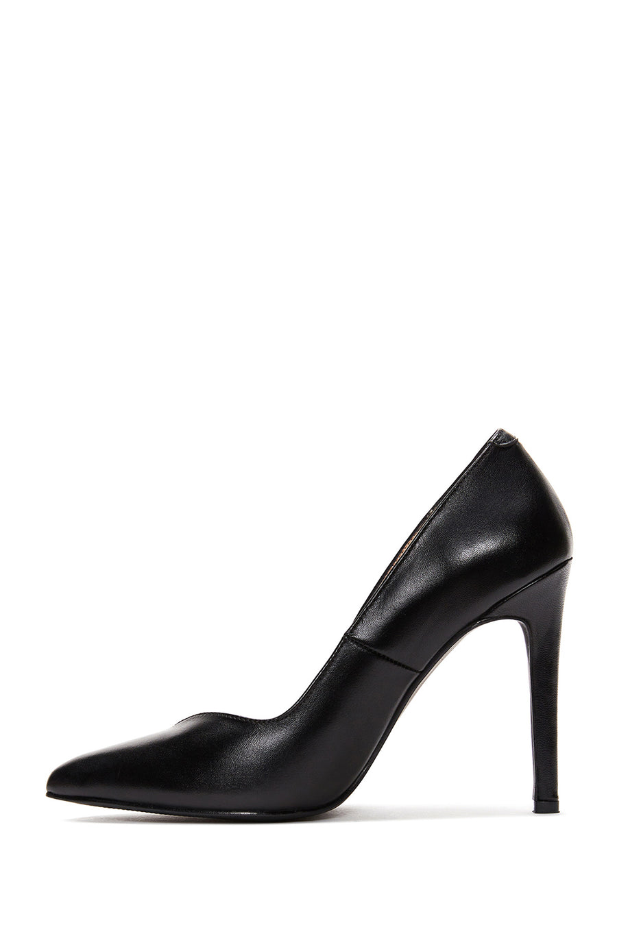 Women's Black Thin Heeled Leather Stiletto