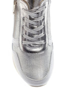 Kadın Gümüş Deri Dolgu Topuk Sneaker | Derimod