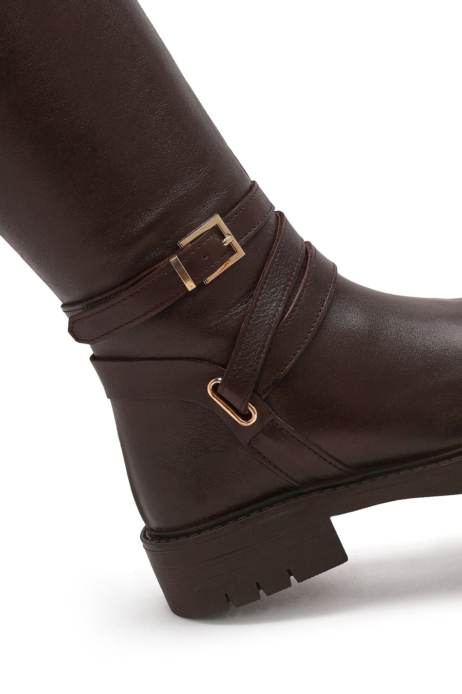 Woman Brown Zip Closure Leather Boots