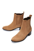 Women's Tan Suede Leather Chelsea Boots | Derimod