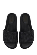 Women's Black Stone Slippers | Derimod