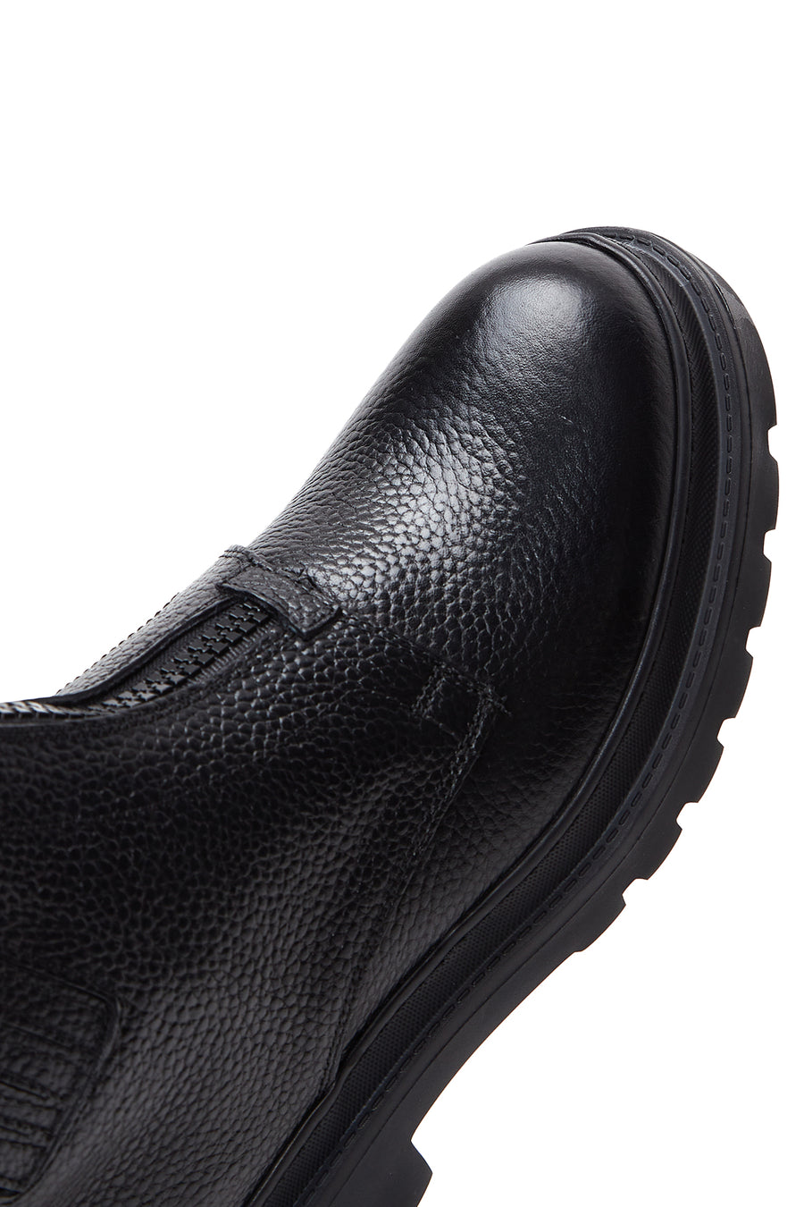Men's Black Leather Casual Zipper Boots