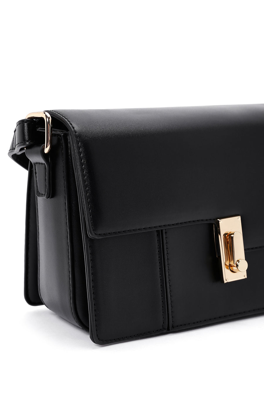 Woman Black Long-Strap Crossbody Bag
