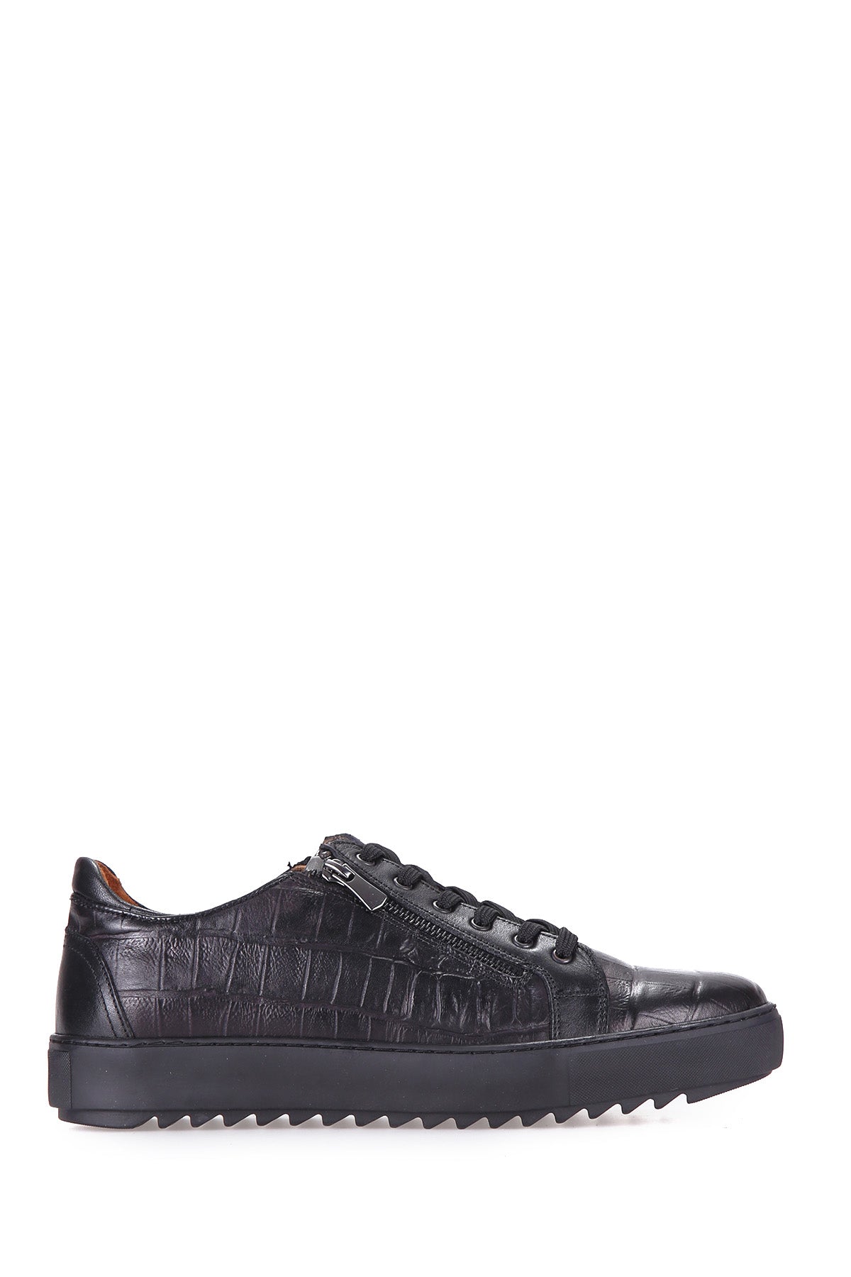 Men's Leather Sneaker with Zipper Detail 18WFD3565E3 | Derimod