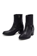 Women's Black Heeled Zippered Leather Boots | Derimod