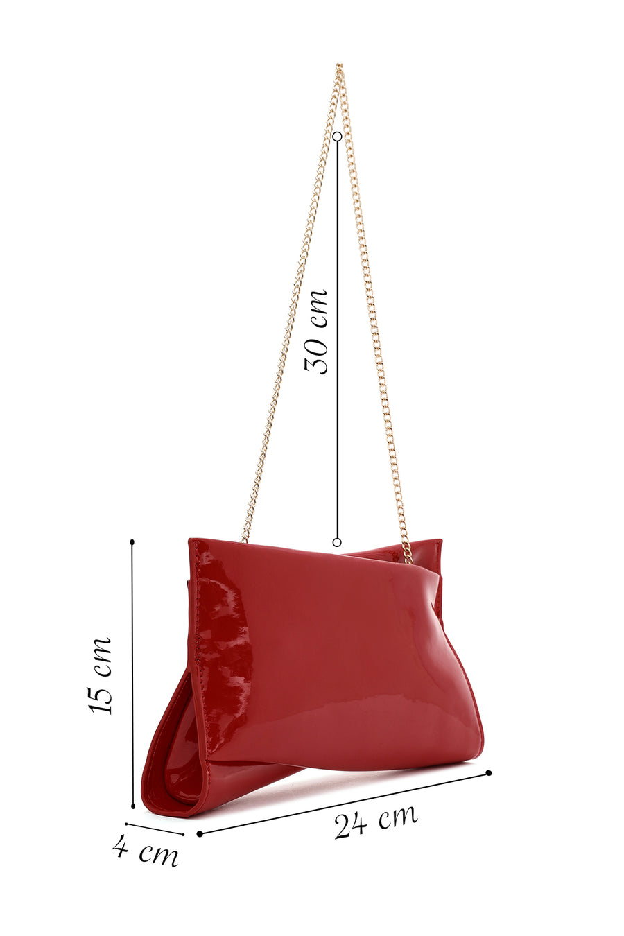 Women's Red Chain Strap Clutch Bag
