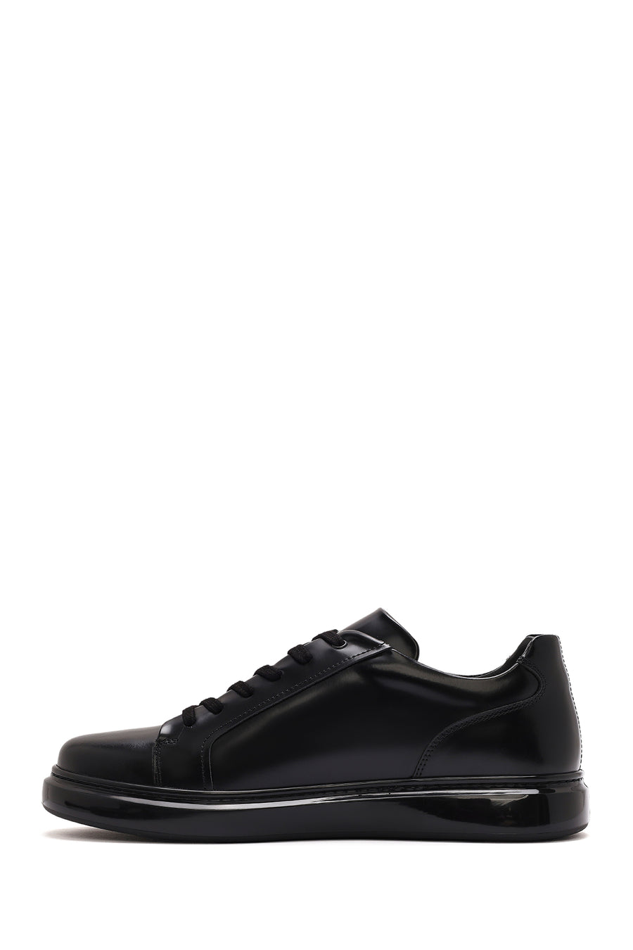 Men's Black Lace-up Leather Sneaker