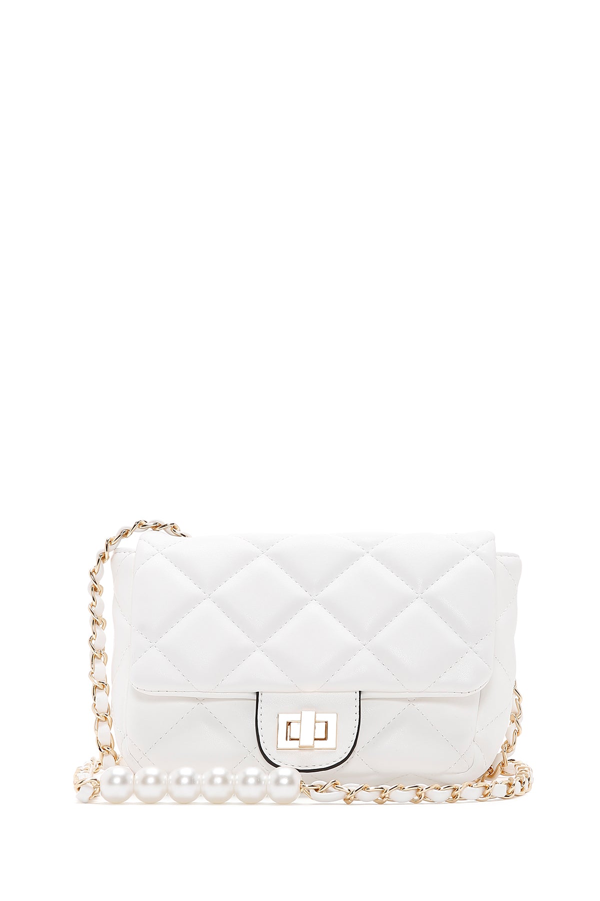 Women's White Long Strap Quilted Crossbody Bag 24SBD2913KP | Derimod