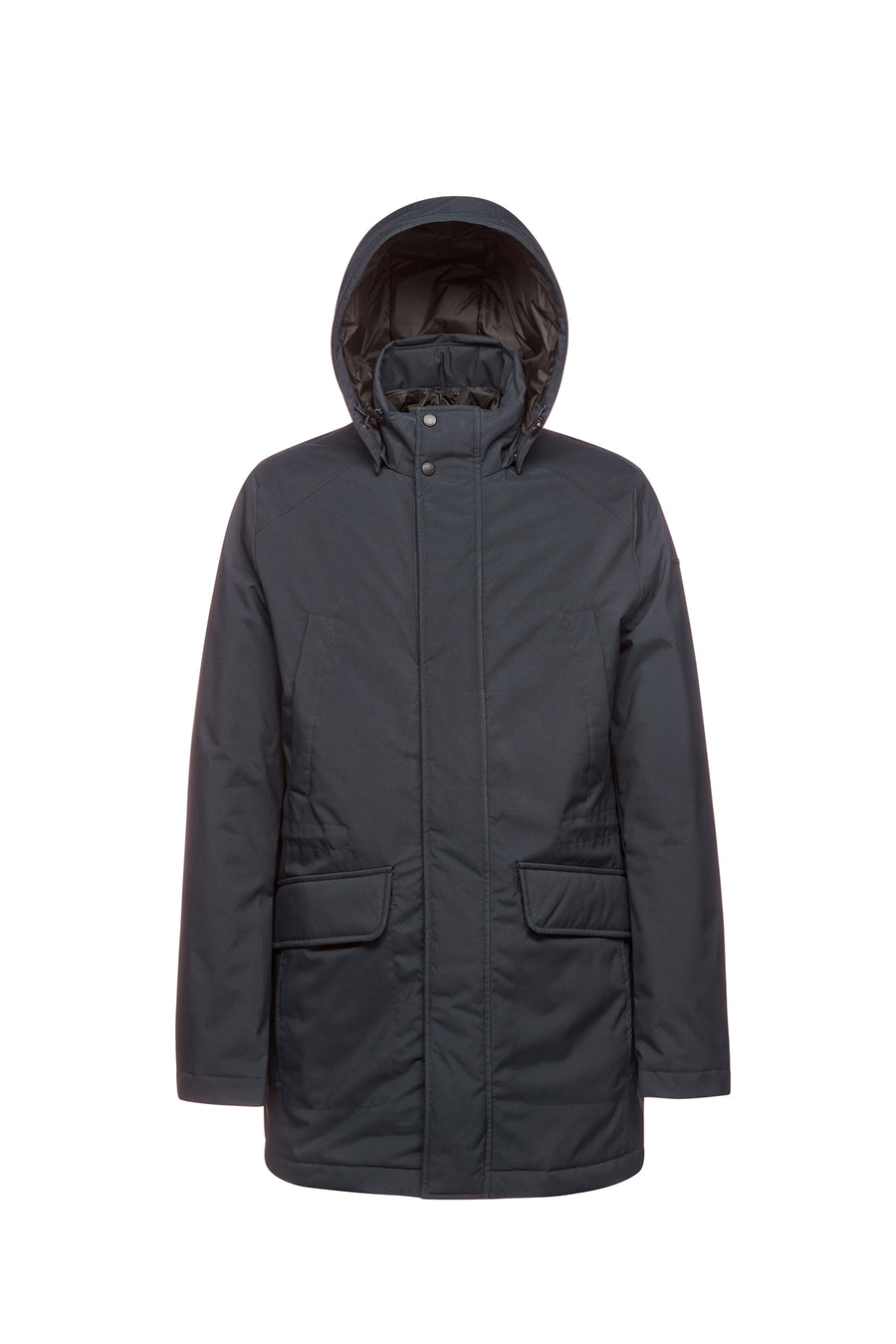 Geox Men's Navy Blue Andalo Long Leather Coat