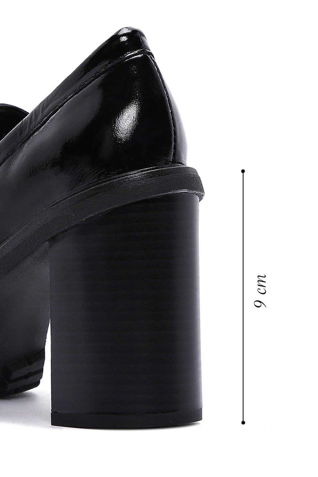 Kadın Siyah Kalın Topuklu Deri Maskülen Loafer