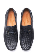 Erkek Lacivert Deri Örgülü Casual Loafer | Derimod