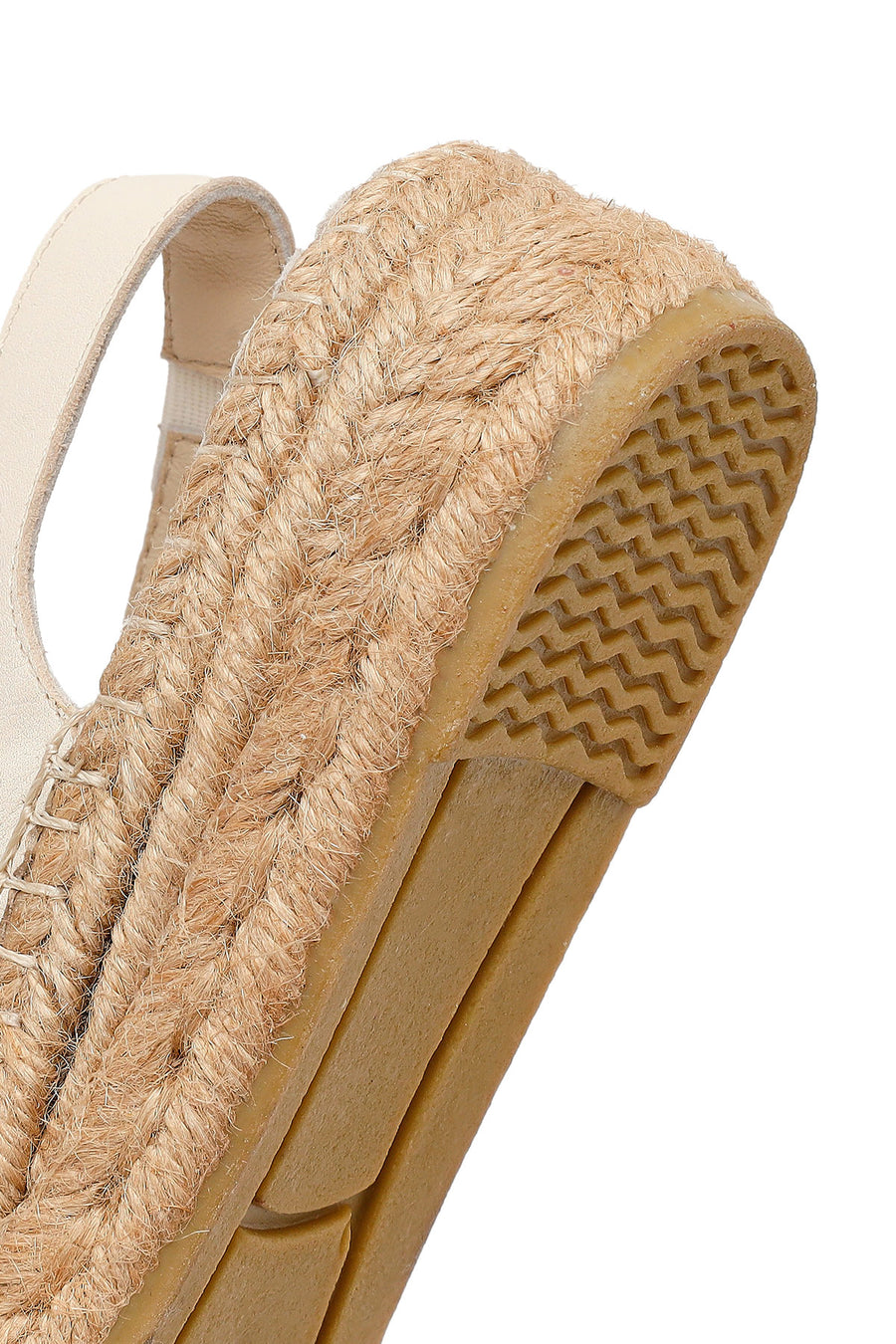 Women's Cream Thick-Soled Leather Espadrilles