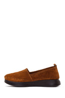 Woman Tan Thick-Soled Suede Comfort Loafer | Derimod