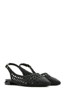 Women's Black Braided Open Back Ballerinas | Derimod