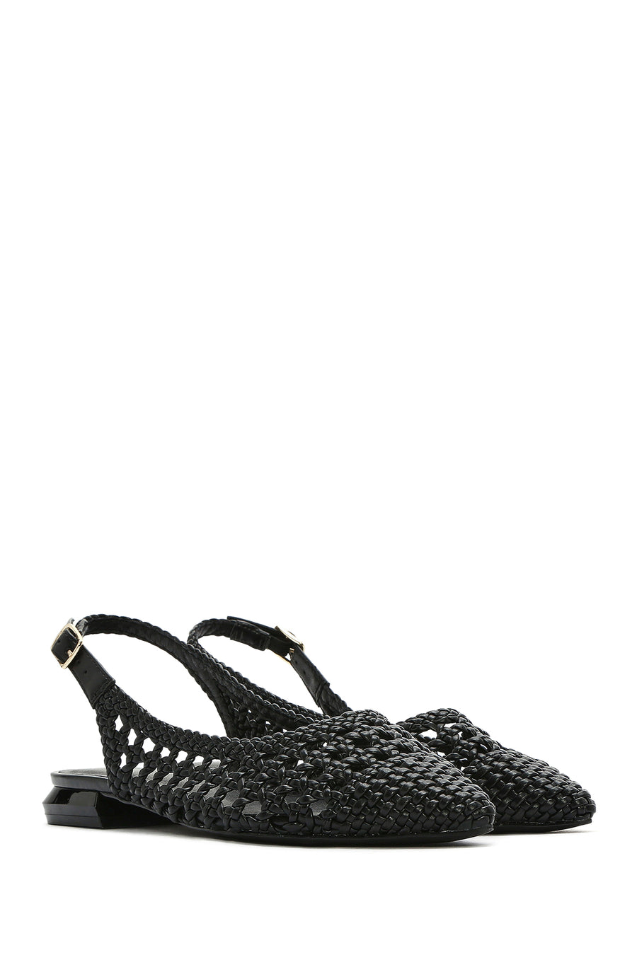 Women's Black Braided Open Back Ballerinas