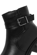 Women's Black Zippered Leather Heeled Boots | Derimod