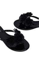 Woman Black Floral Jelly Slipper | Derimod
