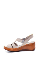 Women's Leather Comfort Wedge Heel Sandals | Derimod