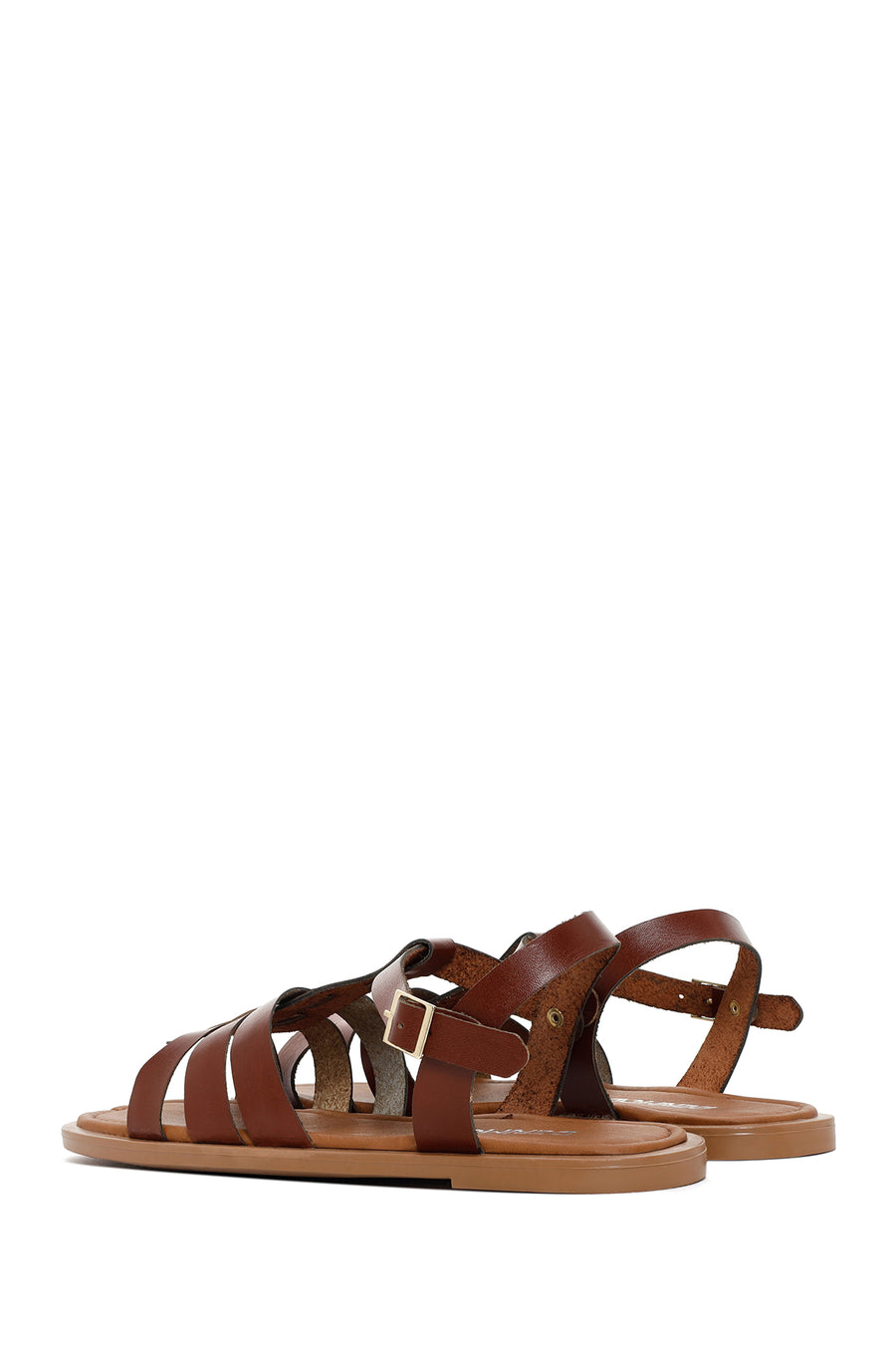 Women's Brown Ankle Strap Leather Bodrum Sandals
