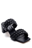 Women's Leather Knit Detailed Slippers | Derimod