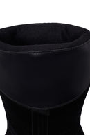 Woman Black Short Thick-Heeled Suede Cowboy Boots | Derimod