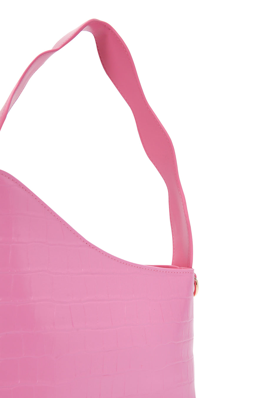 Women's Pink Long Strap Crocodile Patterned Shoulder Bag
