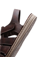 Erkek Kahverengi Deri Casual Sandalet | Derimod