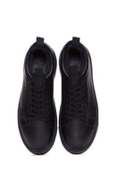 Erkek Siyah Bağcıklı Deri Sneaker | Derimod