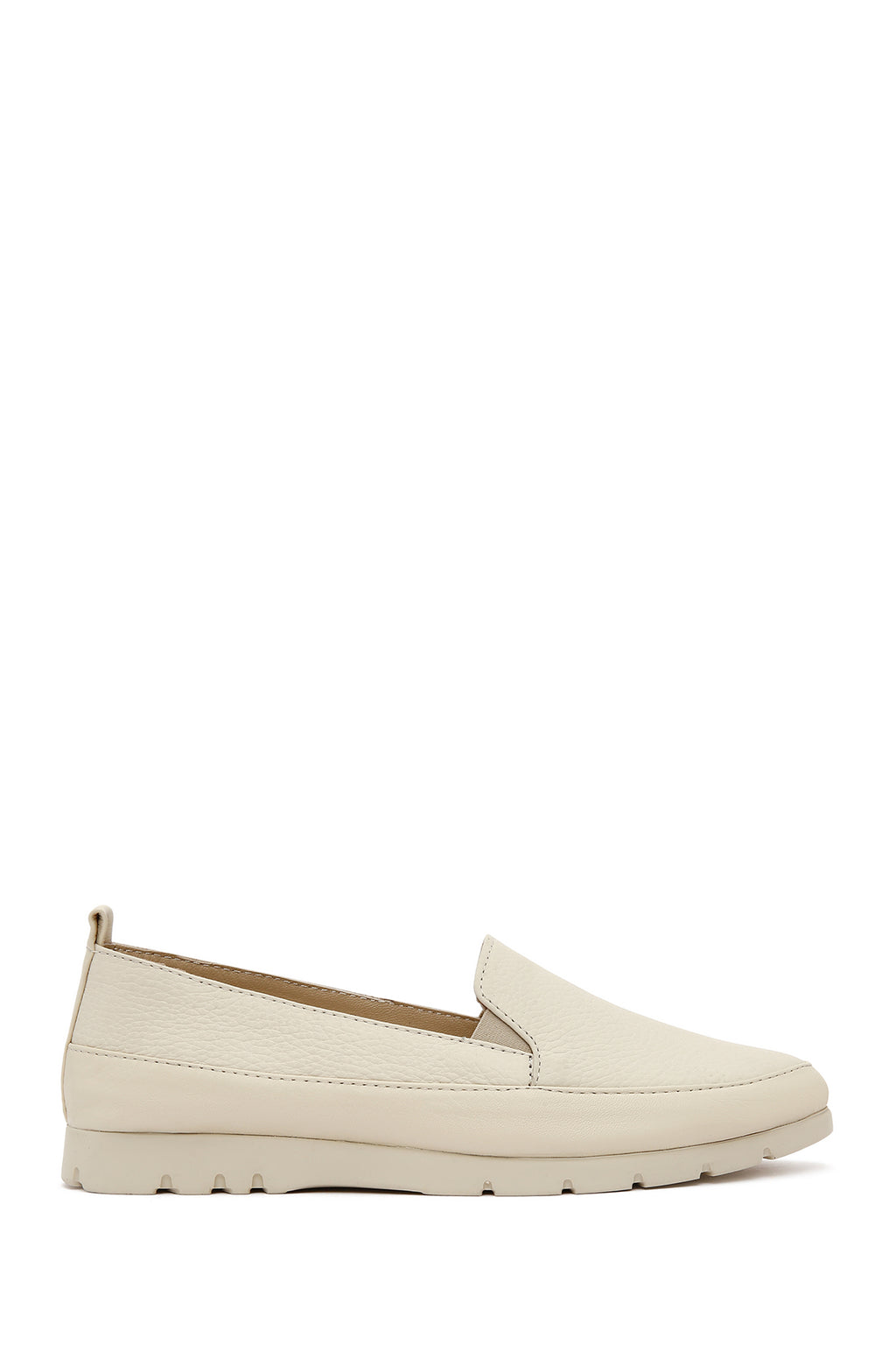Kadın Krem Deri Konfor Loafer