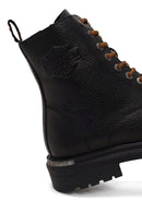 Harley Davidson Male Black Steven Zip Closure Leather Combat Boots | Derimod