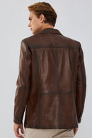 Bernard Men's Brown Blazer Leather Jacket | Derimod