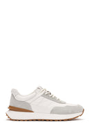 Men's White Lace-up Thick-Sole Leather Casual Sneaker | Derimod