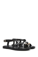 Women's Black Leather Ankle Buckle Sandals | Derimod