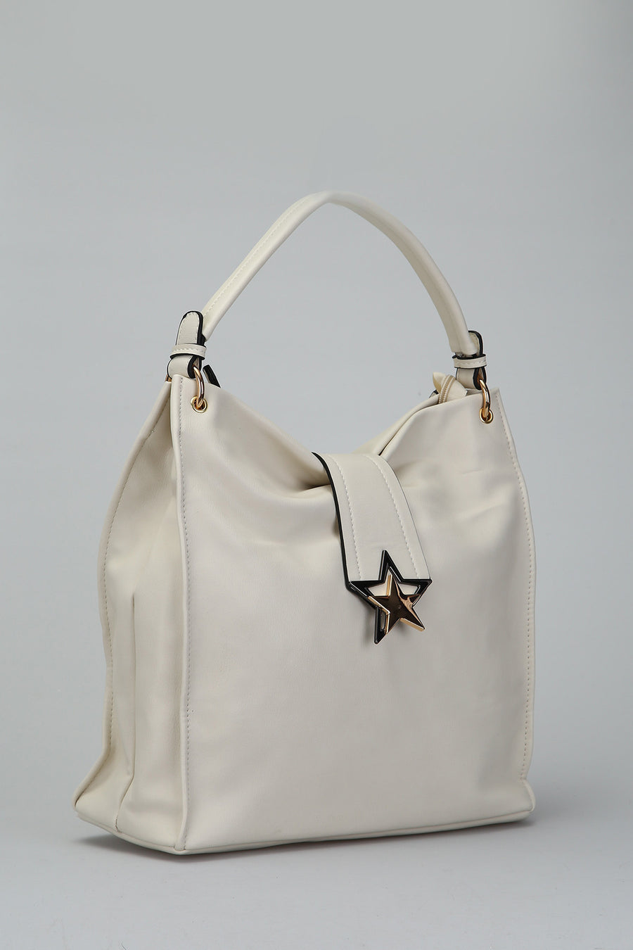 Star Detailed Cream Women's Shoulder Bag