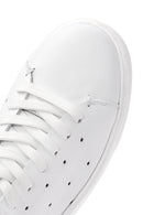 Men's White Lace-up Thick-Sole Leather Sneaker | Derimod