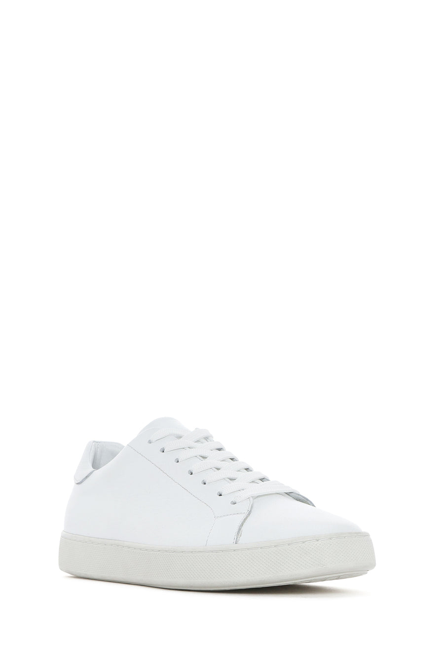 Men's White Lace-up Leather Sneaker