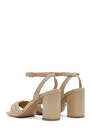 Women's Beige Ankle Strap Heeled Sandals | Derimod