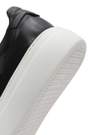 Erkek Siyah Bağcıklı Kalın Tabanlı Deri Sneaker | Derimod