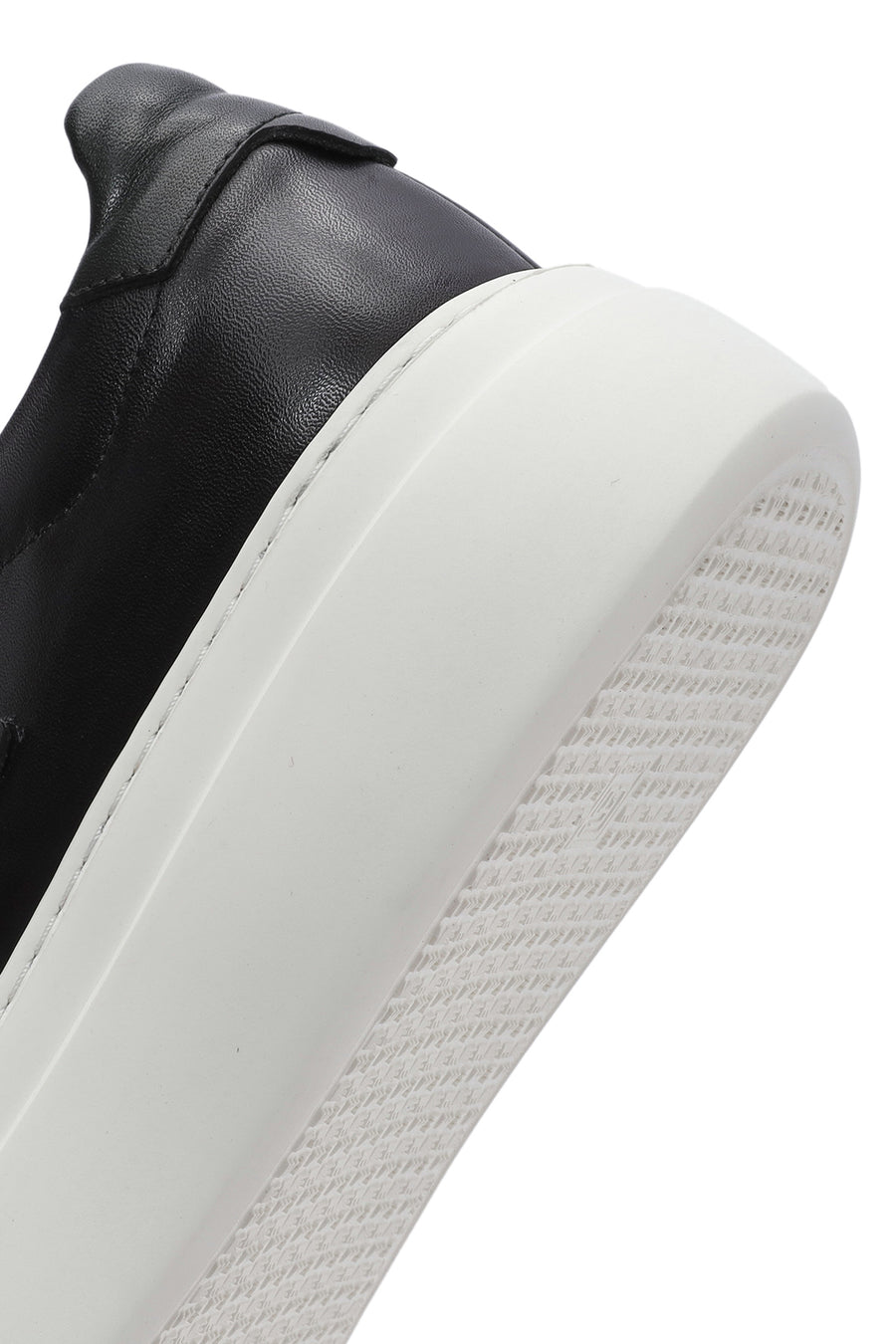 Erkek Siyah Bağcıklı Kalın Tabanlı Deri Sneaker