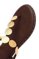 Women's Brown Metal Detailed Flip-Flop Sandals | Derimod