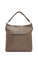 Women's Gray Short and Long Strap Suede Shoulder Bag | Derimod