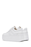 Women's White Lace-up Thick-Sole Leather Sneaker | Derimod